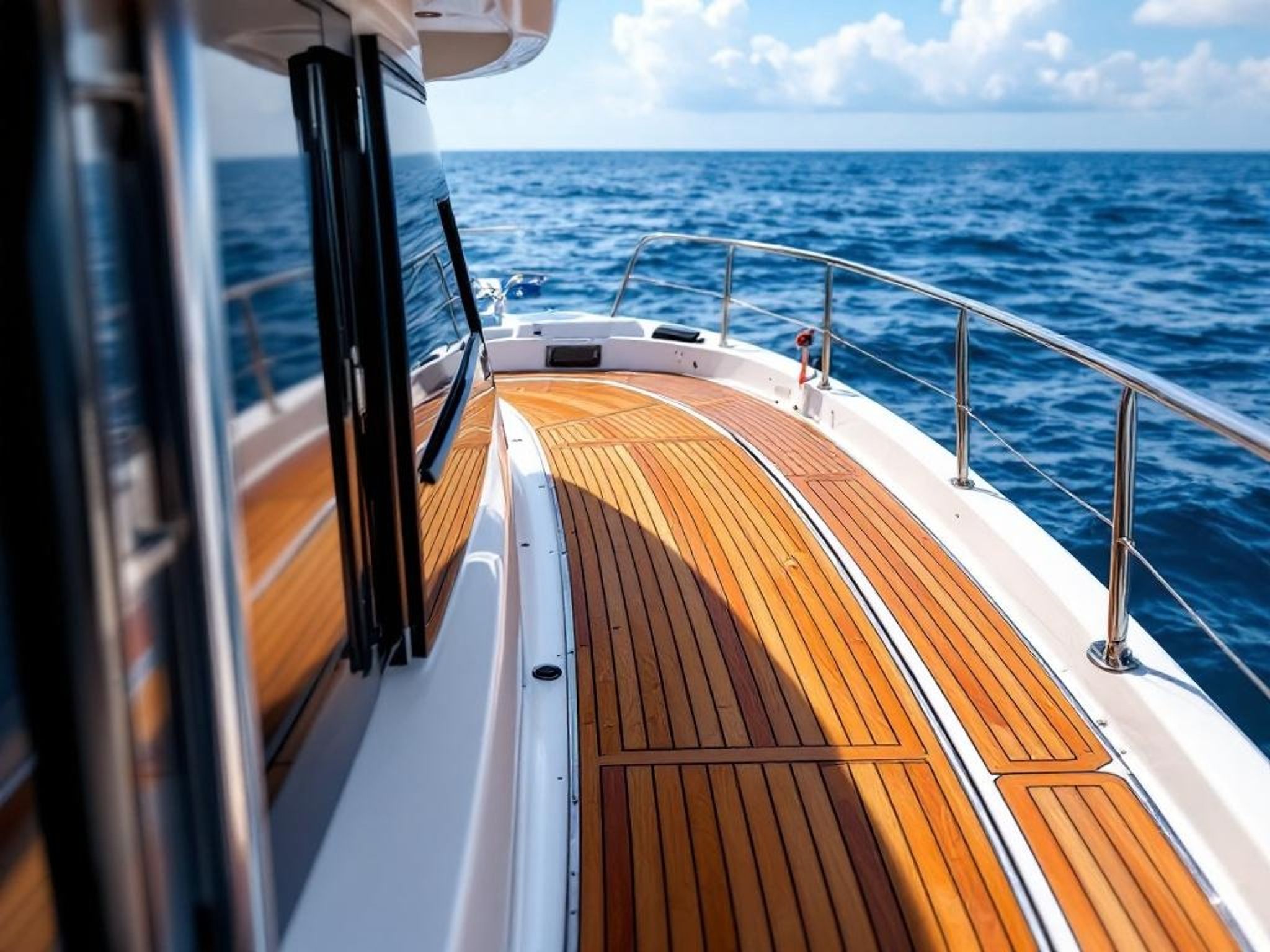 Professional teak deck cleaning service on luxury yacht in Fort Lauderdale